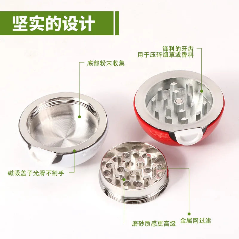 Cute Grinder for Smoke 3 Layers Herb Grinder With Zinc Alloy Teeth Pokeball Tobacco Grinder Smoking Pipe Accessories Cool Gadget