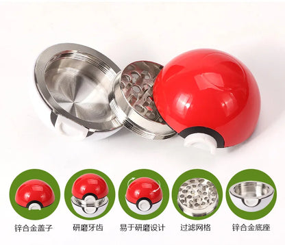 Cute Grinder for Smoke 3 Layers Herb Grinder With Zinc Alloy Teeth Pokeball Tobacco Grinder Smoking Pipe Accessories Cool Gadget