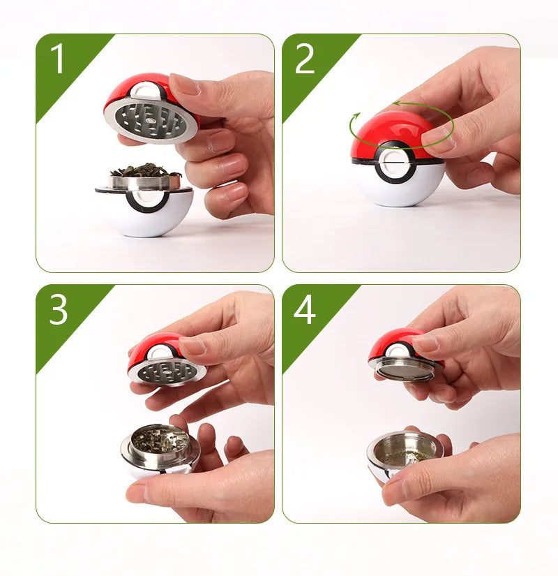 Cute Grinder for Smoke 3 Layers Herb Grinder With Zinc Alloy Teeth Pokeball Tobacco Grinder Smoking Pipe Accessories Cool Gadget