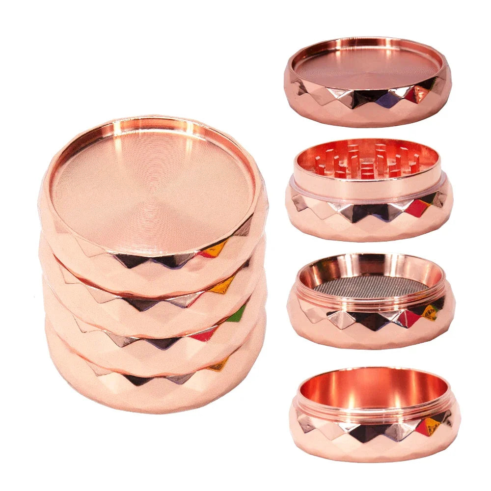 Herb Grinder Wavy Style Zinc Alloy Crucher 4 Parts Diamond 56mm Diameter Crusher Grinders Kitchen Cool Gadget