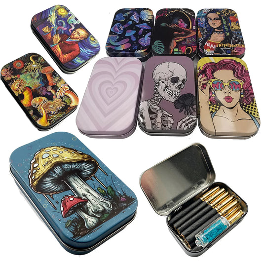 Portable Cigarette Case Flip Cap Tin Metal Storage Box Tobacco Humidor Rolling Paper Moisture Sealed Holder Smoking Accessories